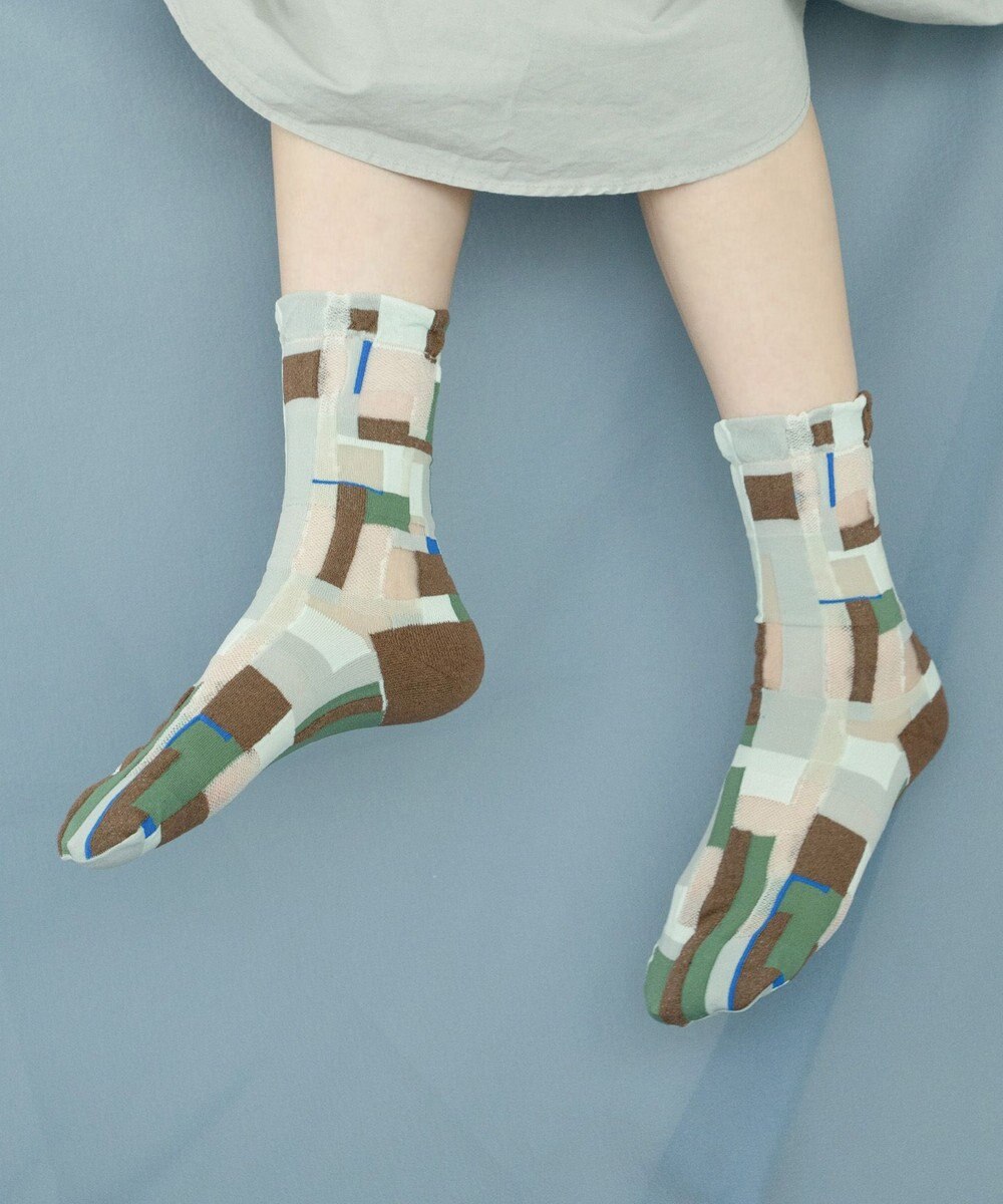 COQ MOSS MEMORY シアーパッチワークソックス 
