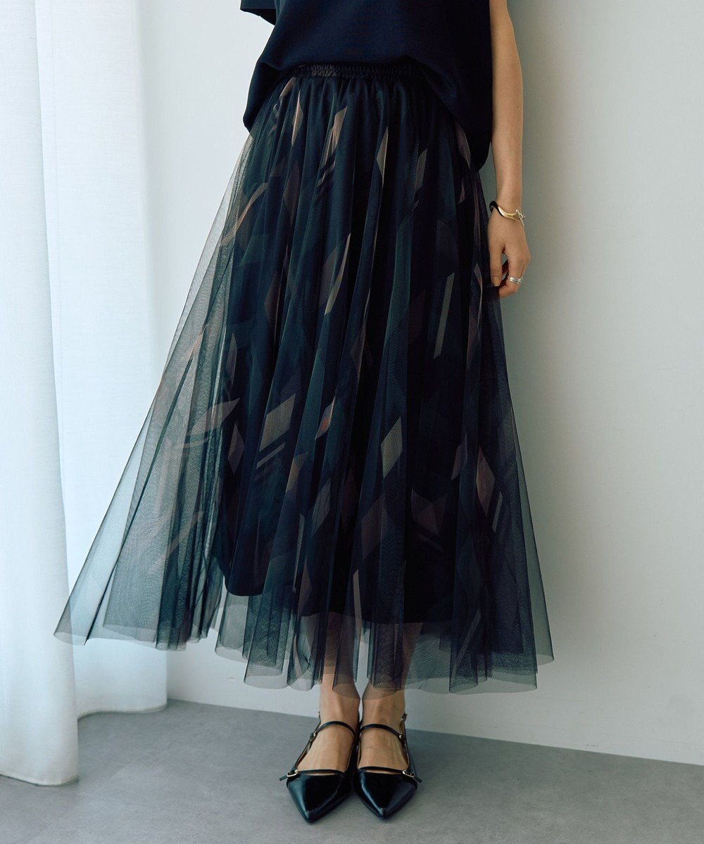 YECCA VECCA プリントチュールスカート 