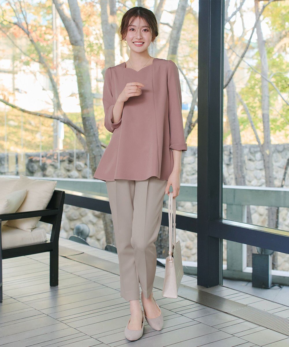 Tiaclasse 【ブラウス&ベスト&パンツ3点セット】リボンタイブラウス＋ベスト付き 3点セットアップ 