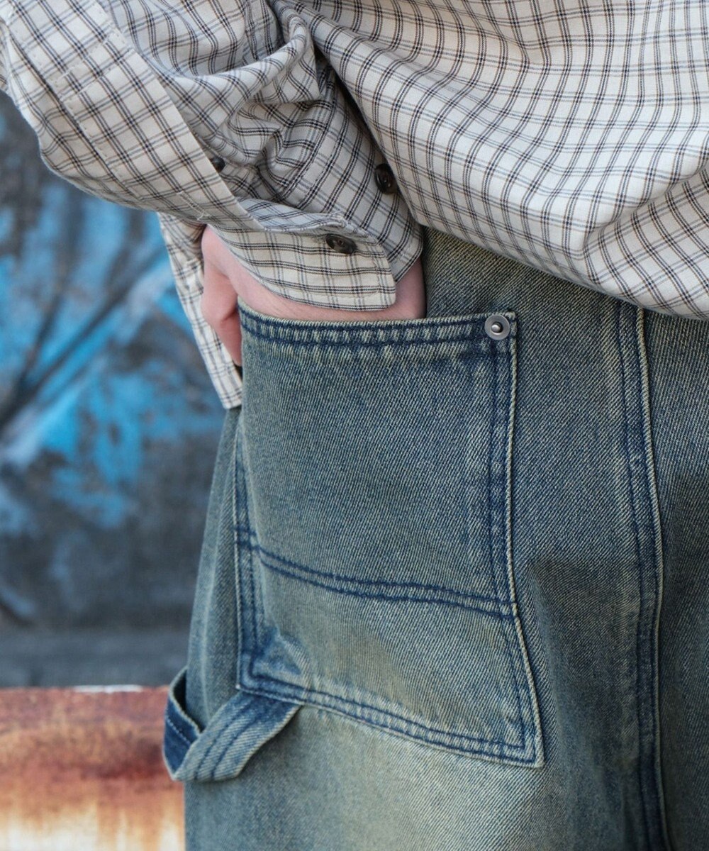 WEGO ダブルニーダメージデニムパンツ 