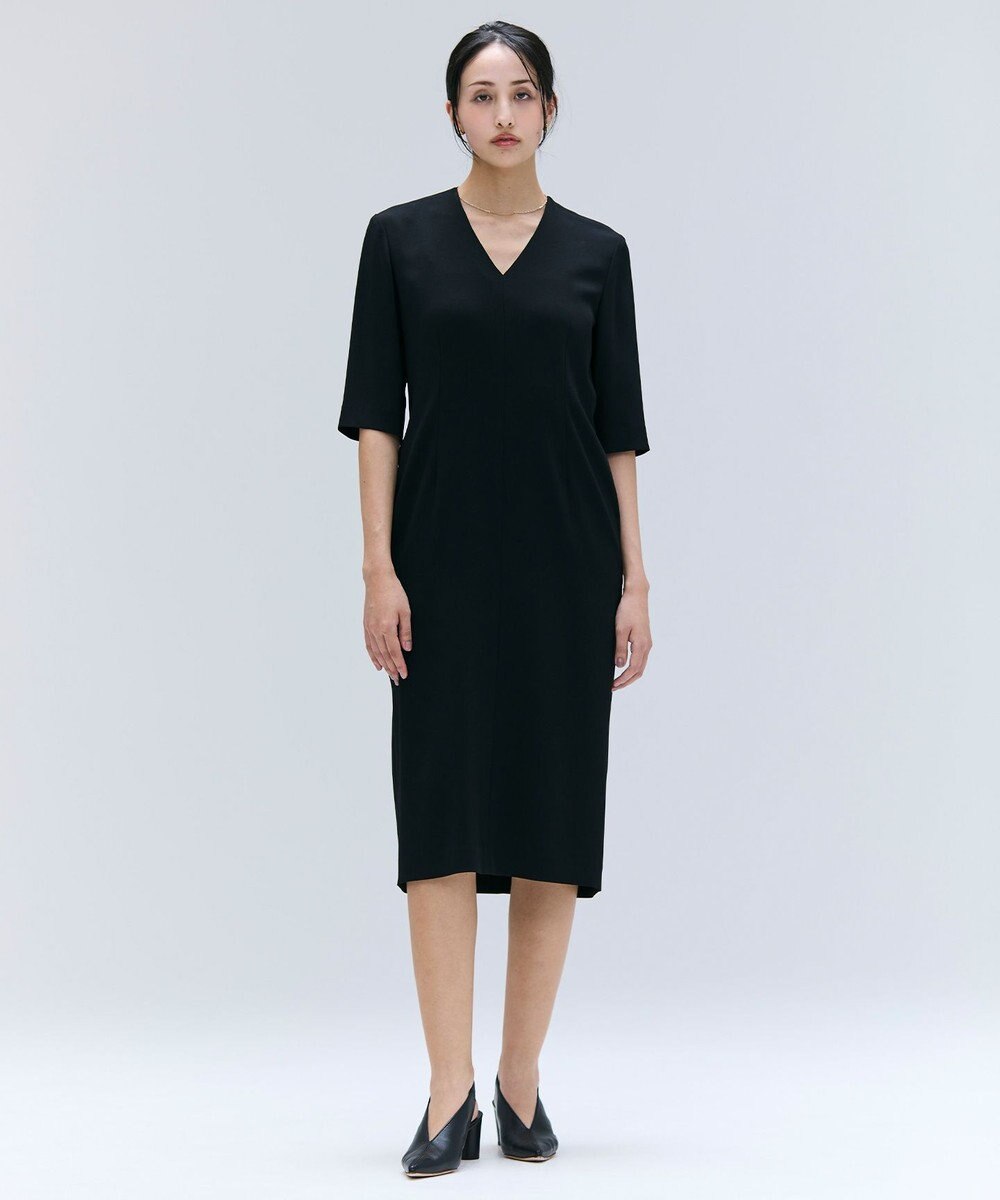 BEIGE， 【洗える・L-size】CINDY / Vネックハーフスリーブワンピース 