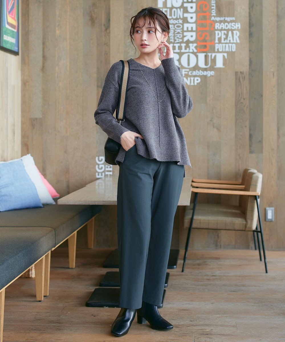 Tiaclasse 【安田美沙子さん着用・洗える】メランジVネックニットプルオーバー 