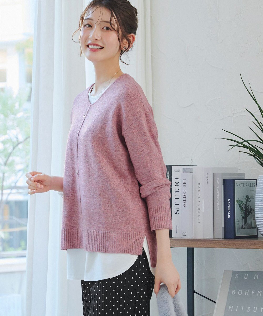 Tiaclasse 【安田美沙子さん着用・洗える】メランジVネックニットプルオーバー 