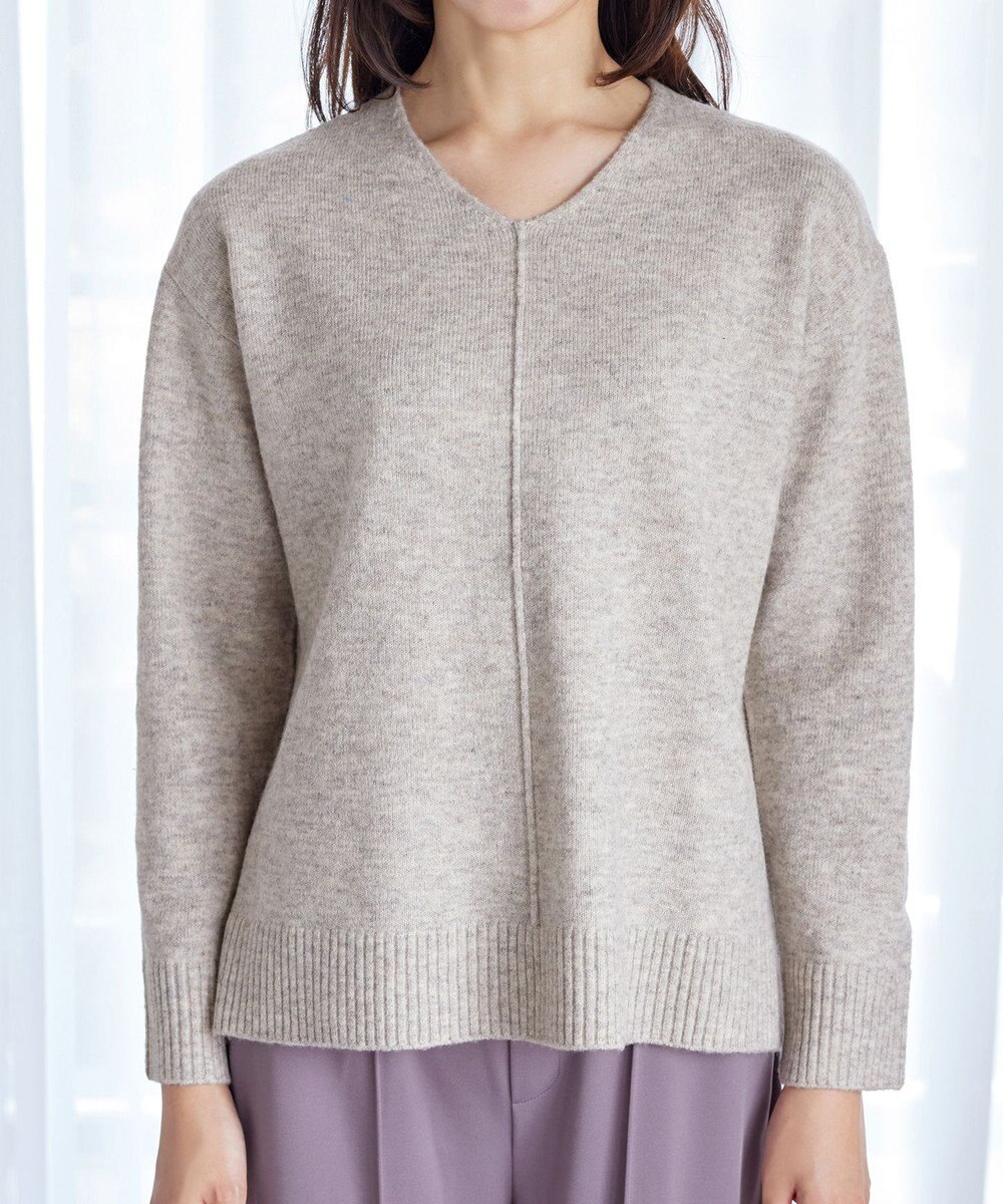 Tiaclasse 【安田美沙子さん着用・洗える】メランジVネックニットプルオーバー 