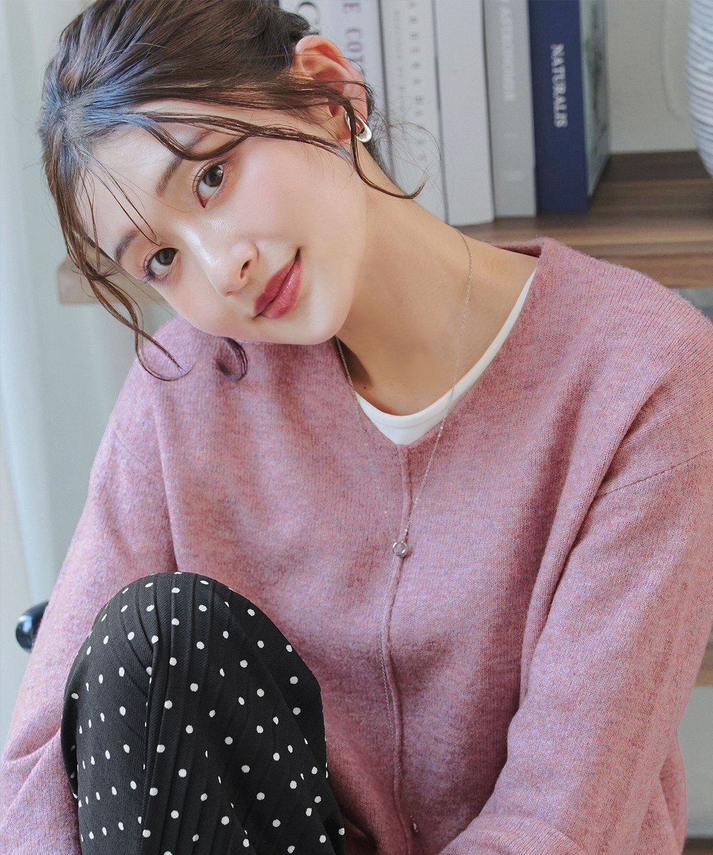 Tiaclasse 【安田美沙子さん着用・洗える】メランジVネックニットプルオーバー 