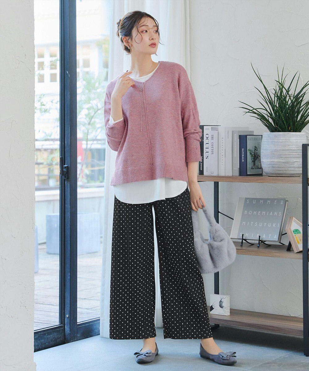 Tiaclasse 【安田美沙子さん着用・洗える】メランジVネックニットプルオーバー 