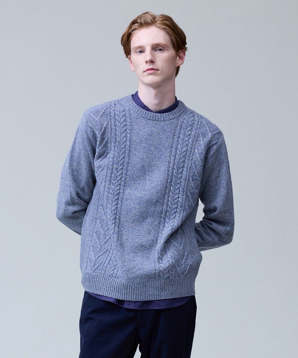 J.PRESS MEN ウール×カシミヤの上質素材【Cash Lamb's Wool】ケーブルクルーネック ニット_25年モデル 
