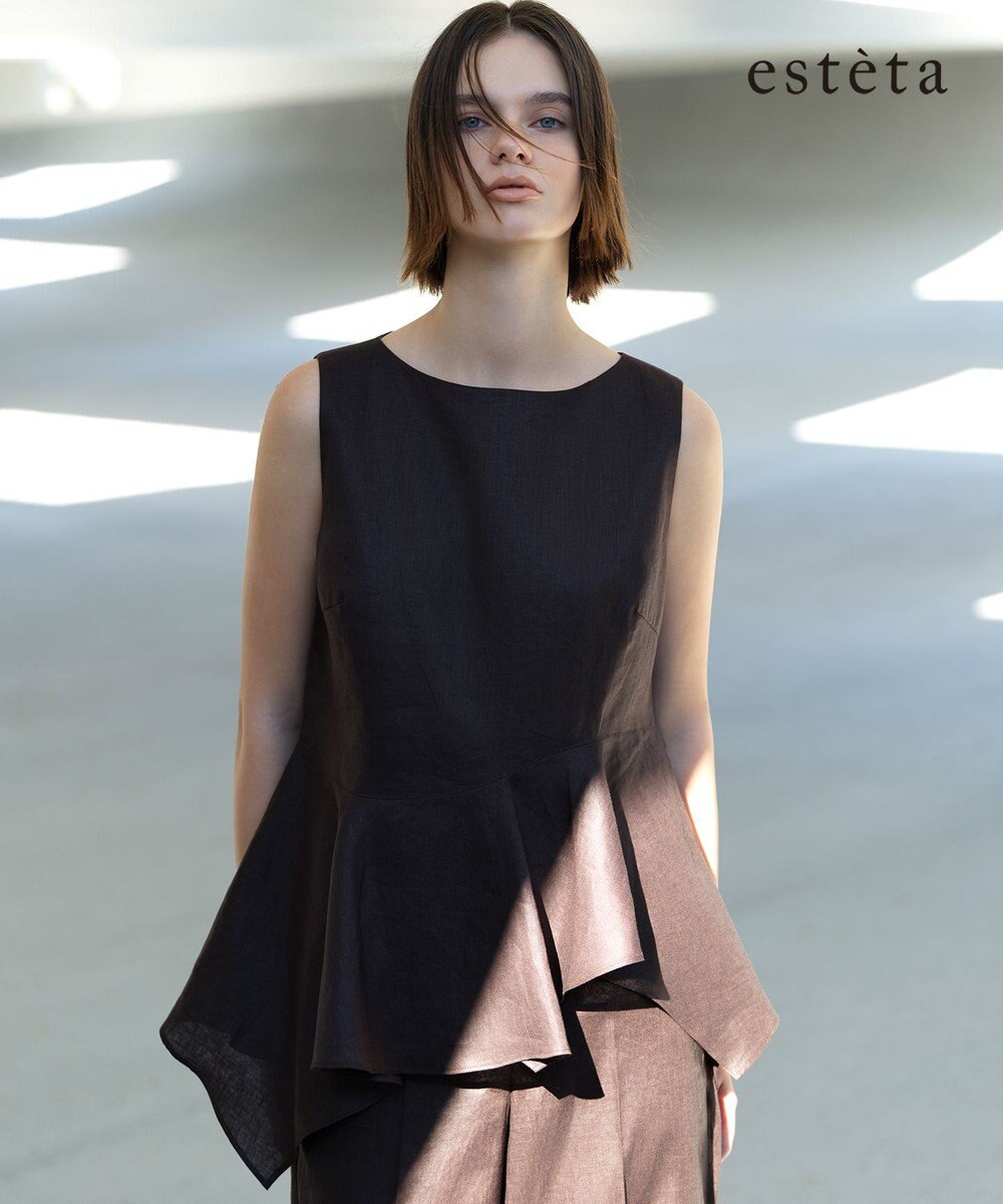 23区 【エステータ】チンツリネン ペプラム ブラウス 