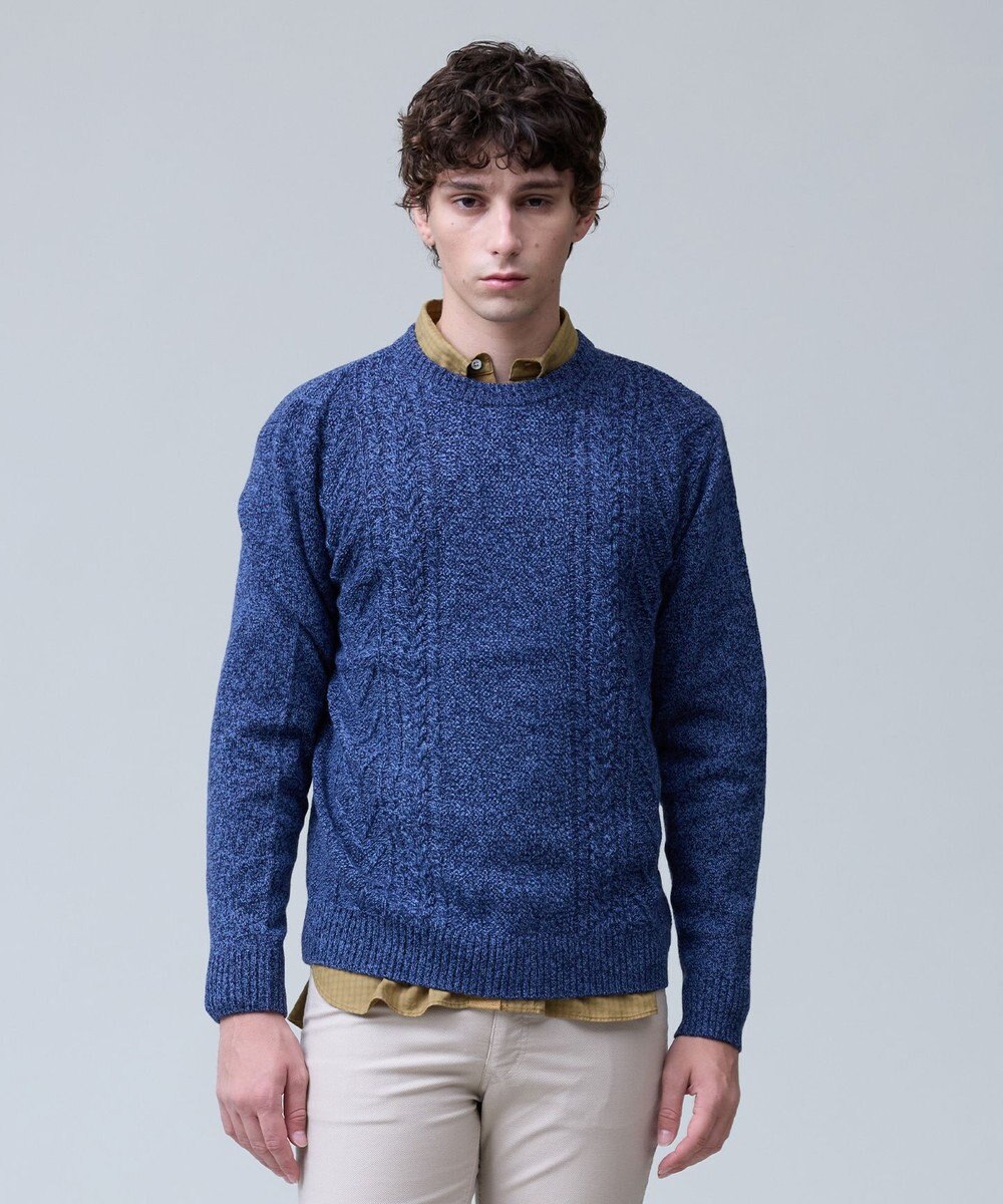 J.PRESS MEN ウール×カシミヤの上質素材【Cash Lamb's Wool】ケーブルクルーネック ニット_25年モデル 