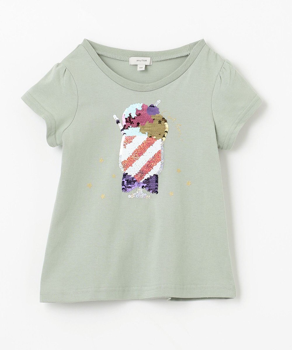 ANY KIDS 接触冷感スパンコールTシャツ 