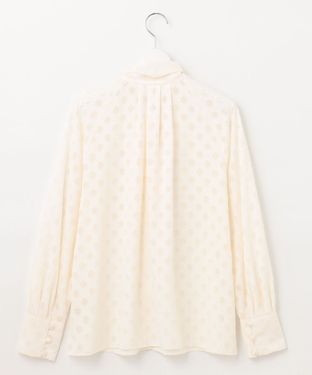 自由区 【洗える】カットジャカード ボウタイブラウス 