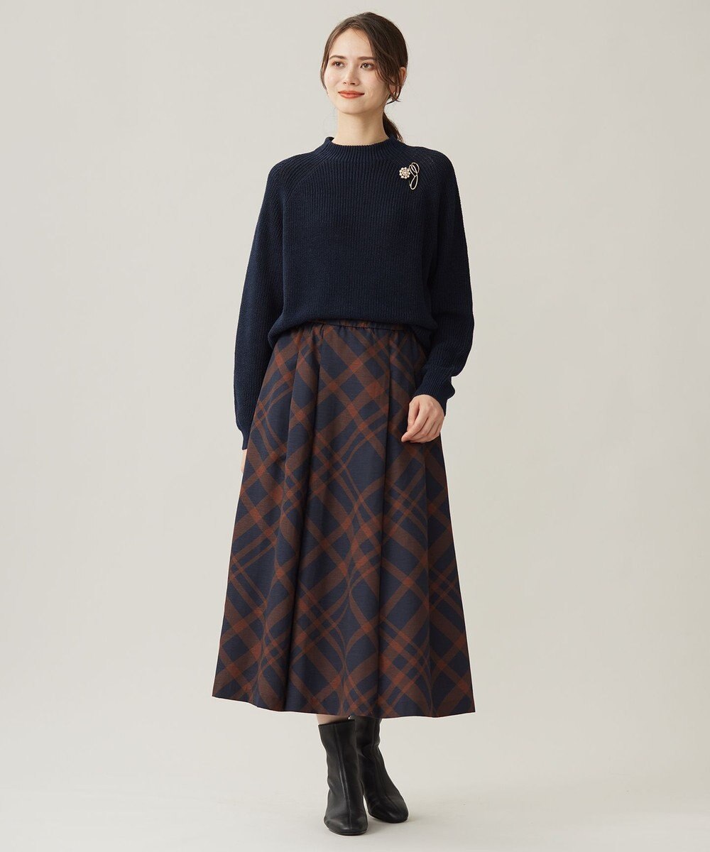 自由区 【洗える】コットンウールミドルゲージプルオーバー ニット 