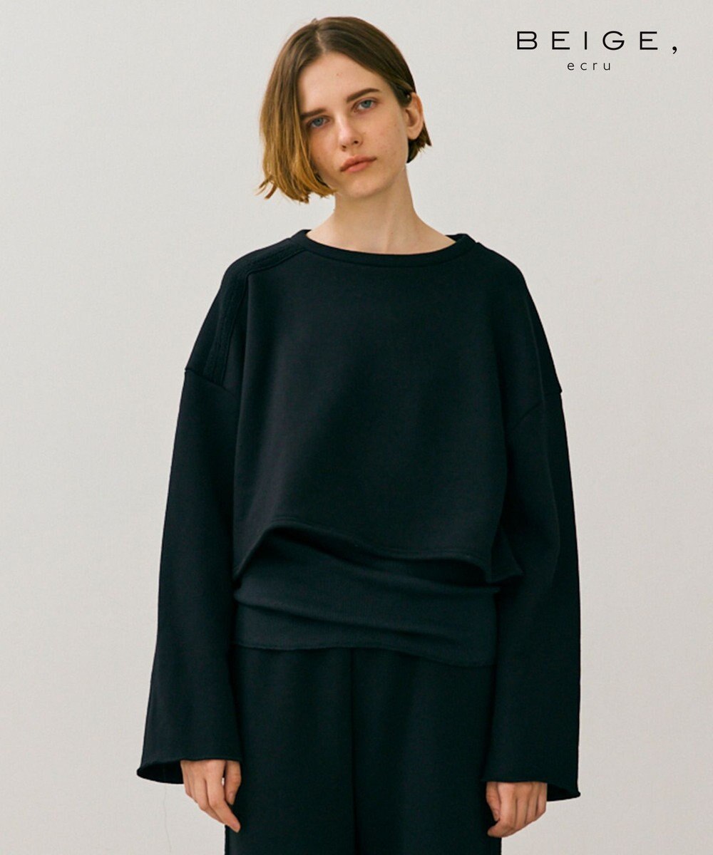 BEIGE， 【BEIGE,ecru/WEB限定・洗える】LOOP BACK / コットンスウェットクロップドトップス 