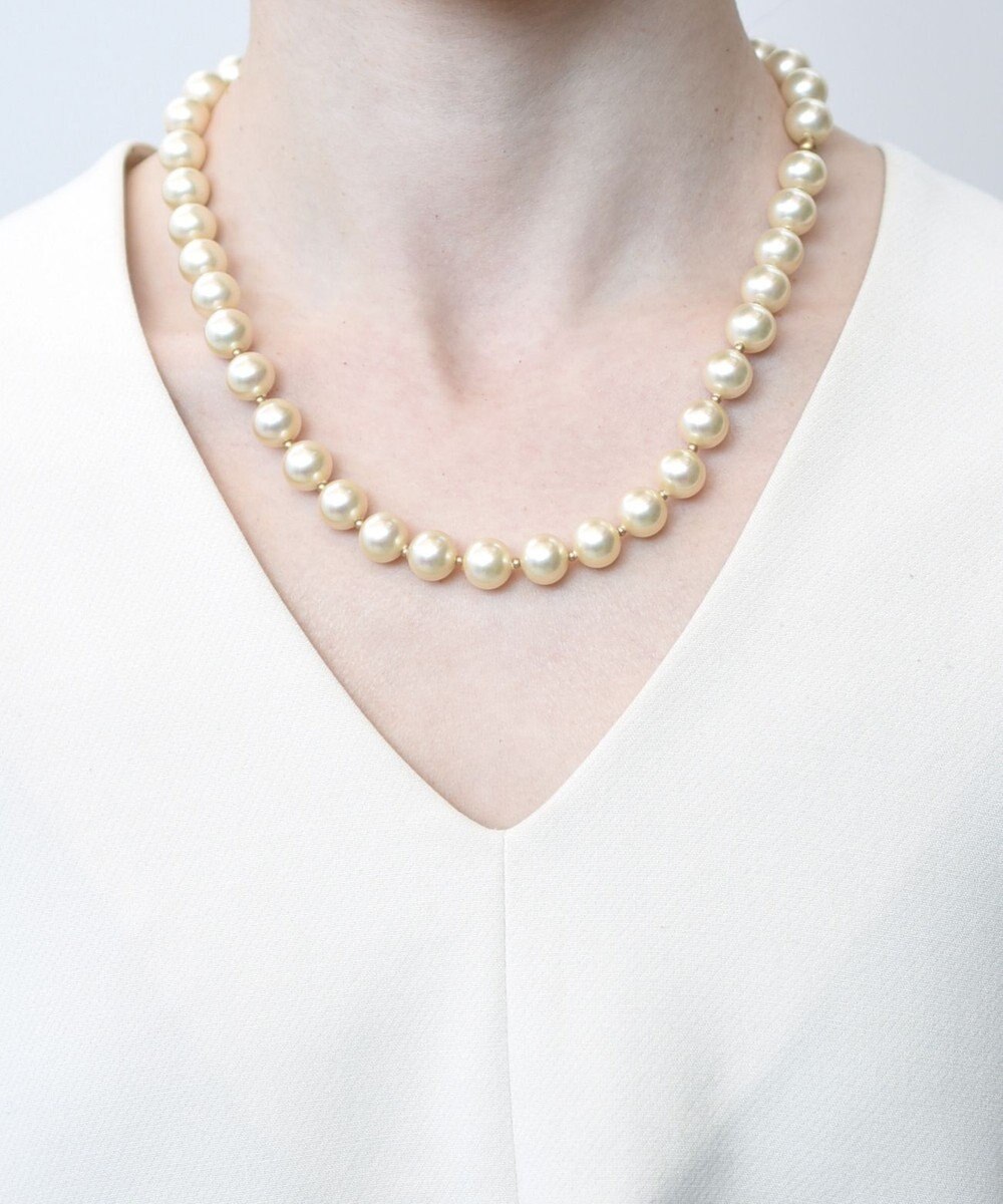 monshiro ラウンドガラスパールネックレス 