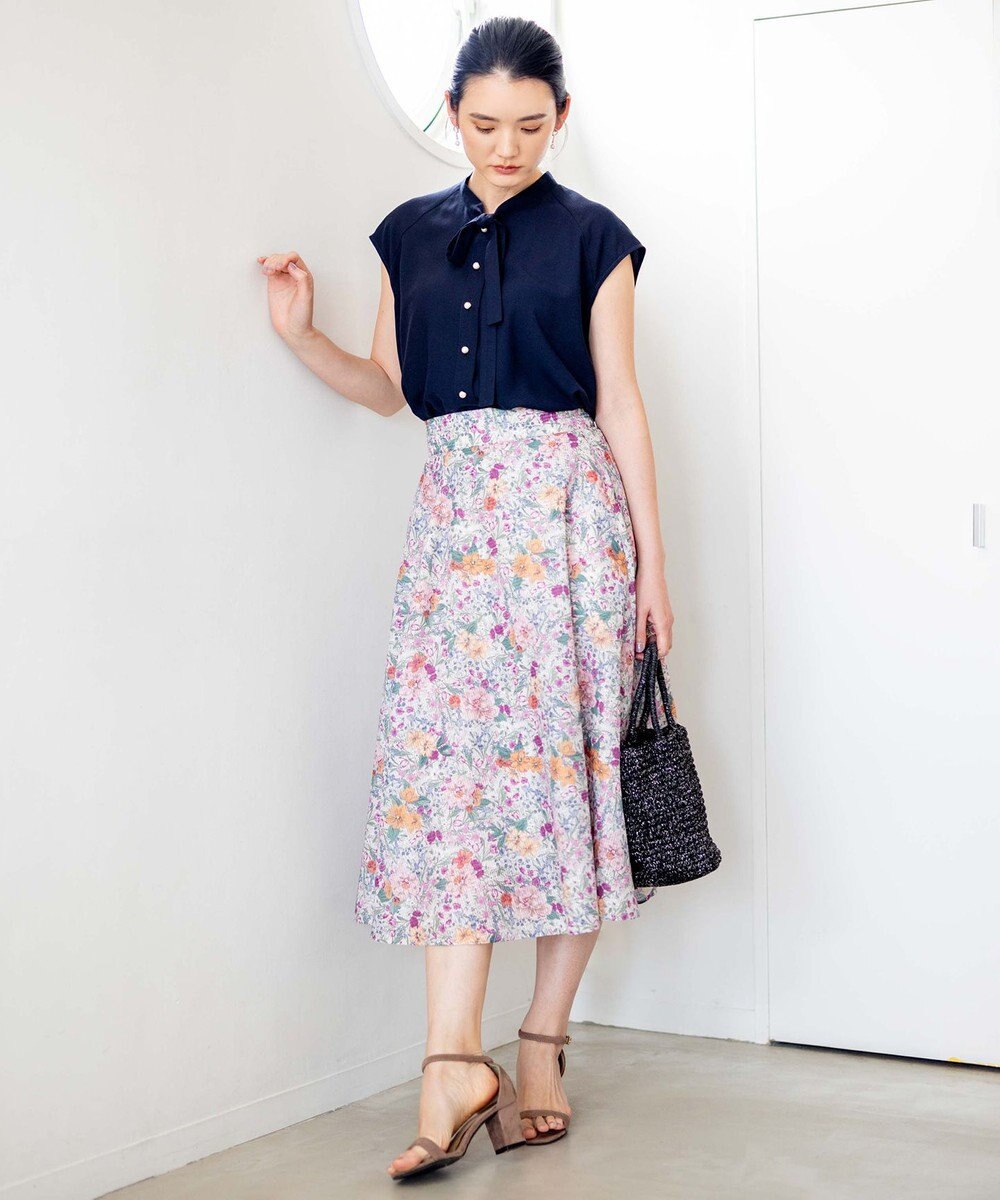 組曲 【洗える・シワになりにくい】フルラージュプリント スカート 