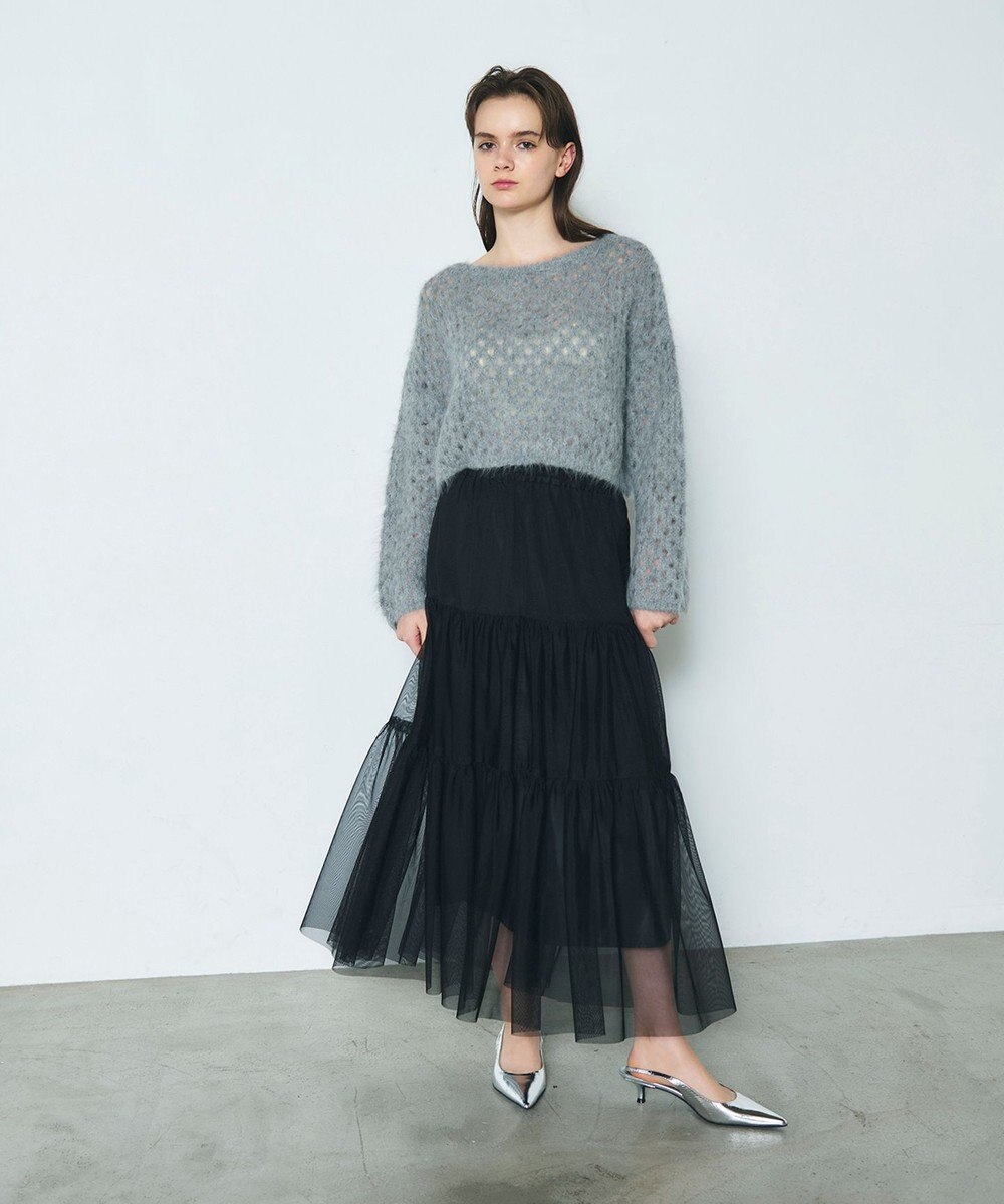 GRACE CONTINENTAL アルパカメッシュニットトップ 