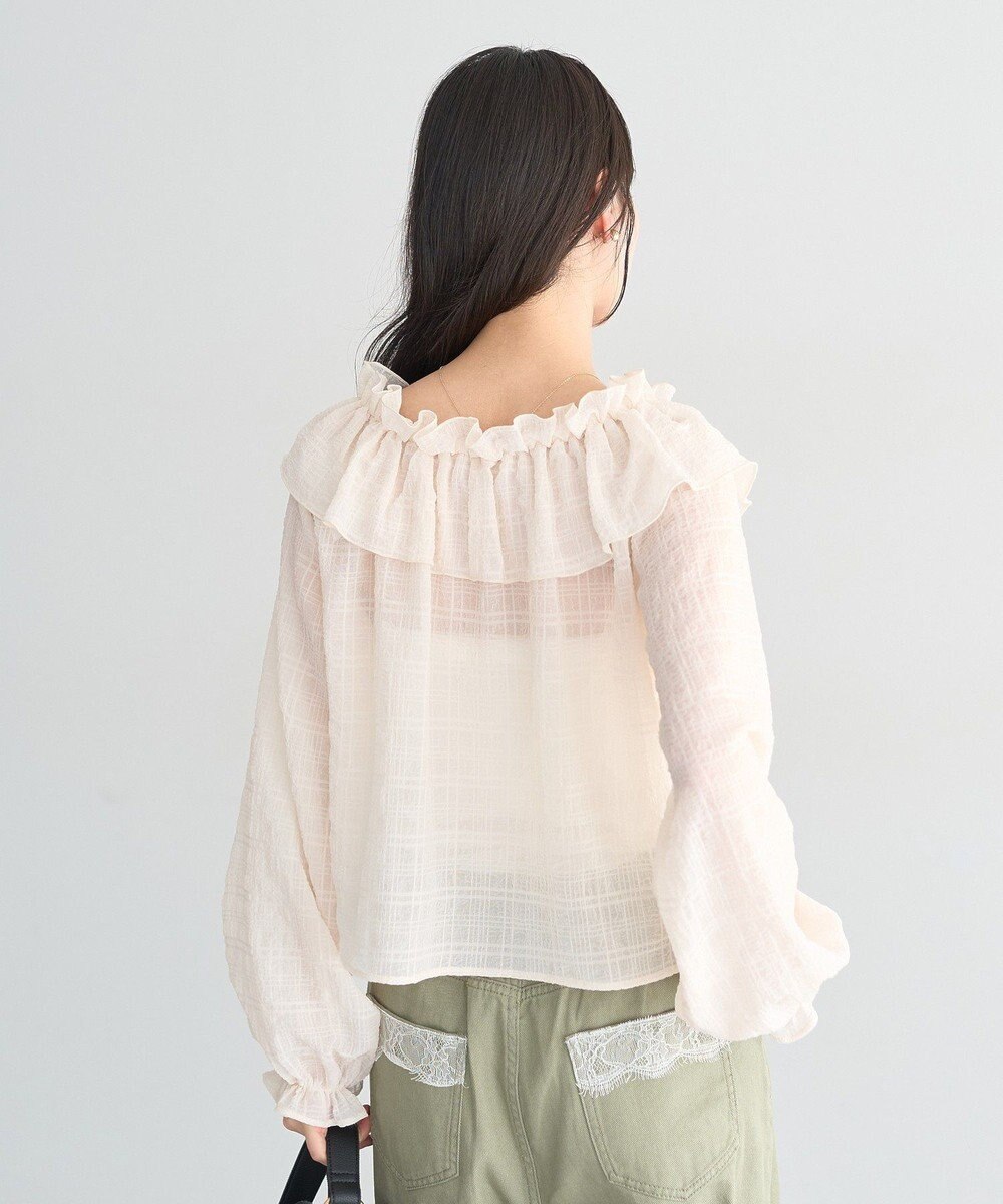 earth music&ecology シアーチェック2wayオフショルブラウス 