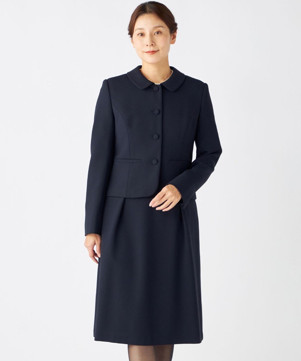 自由区 FORMAL 【お受験/セレモニーに】濃紺洗える/ストレッチワンピース+ジャケット 