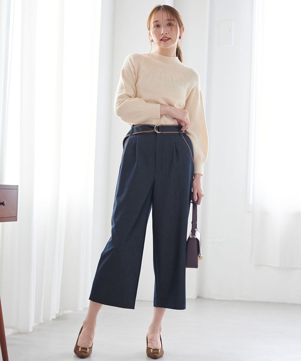 ANY SIS 【洗える】バイカラートリミングワイド パンツ 