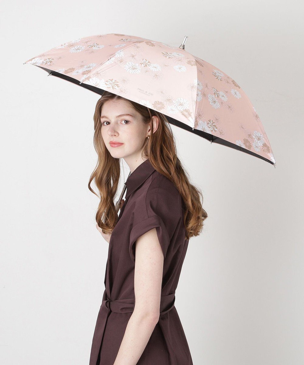 MOONBAT 【一級遮光/軽量】PAUL & JOE 晴雨兼用 日傘 長傘 総柄クリザンテーム 遮熱 UV 