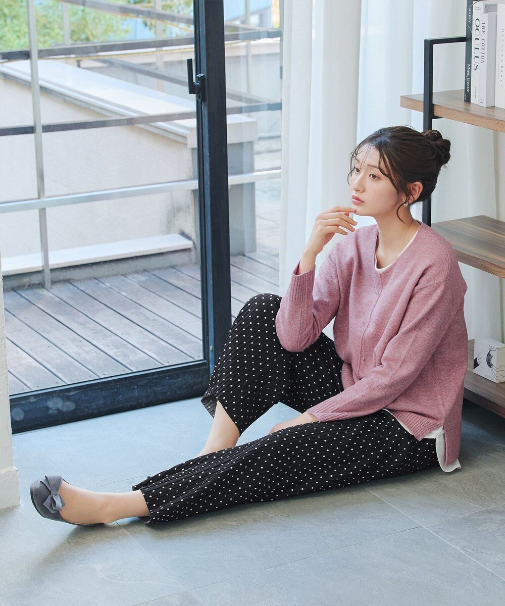 Tiaclasse 【安田美沙子さん着用・洗える】メランジVネックニットプルオーバー 