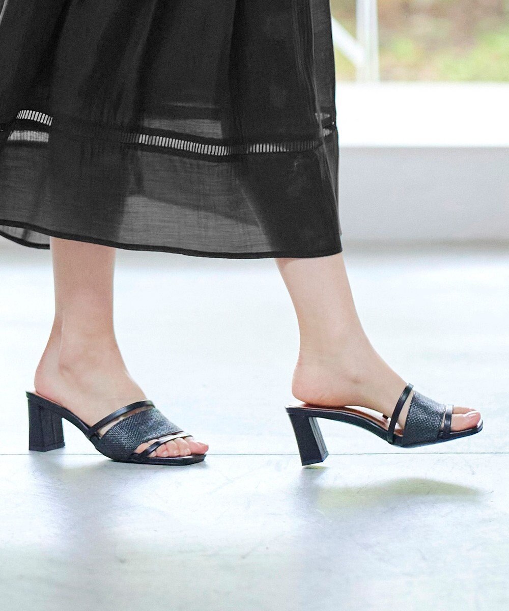 Tiaclasse 【小倉優子さん着用】ラタン風配色ストラップサンダル 