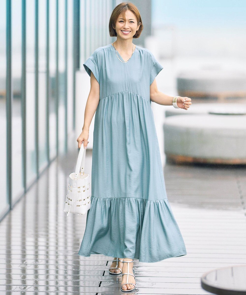 自由区 【WEB限定・大人気素材・新型追加】エアリーツイルティアード ワンピース 