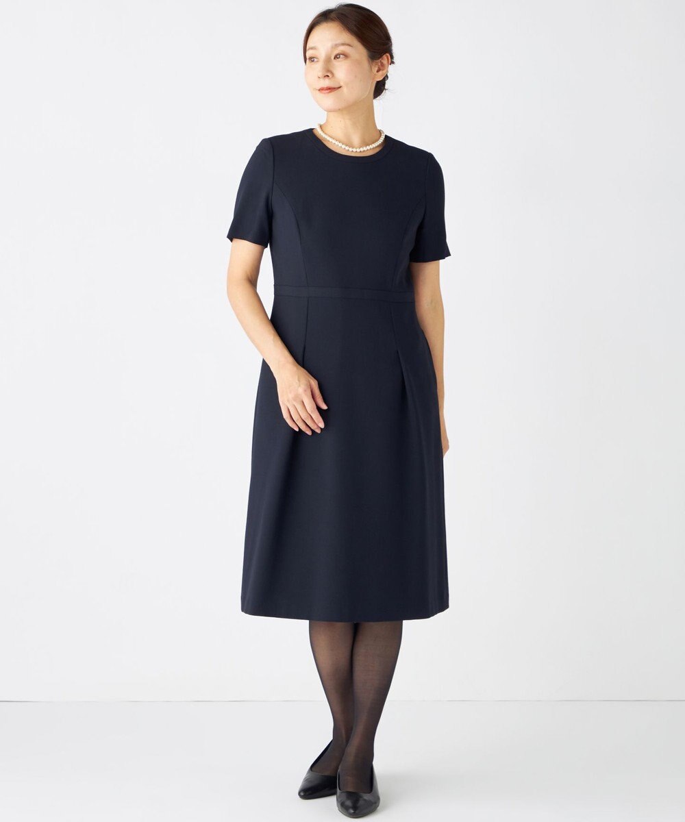 自由区 FORMAL 【お受験/セレモニーに】濃紺洗える/ストレッチワンピース+ジャケット 