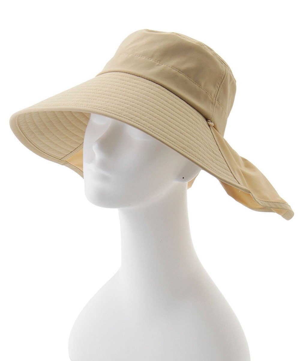 MOONBAT 【遮光100％/遮熱/UVカット】PAUL&JOE ACCESSOIRES(ポール&ジョー）後ろ垂れ 広つばハット 帽子 サイズ調整可能 手洗い可能 