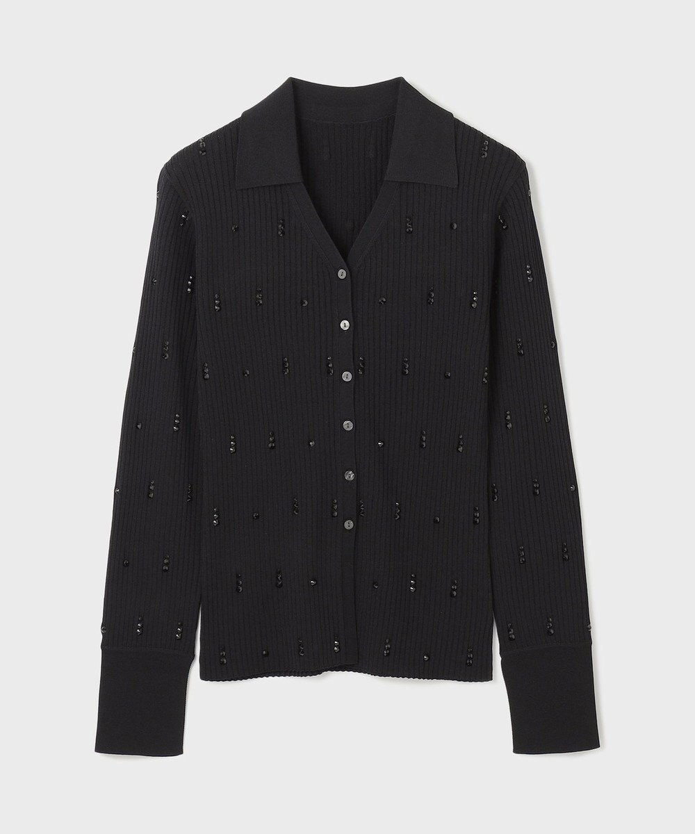 GRACE CONTINENTAL ビジューリブニットトップ 