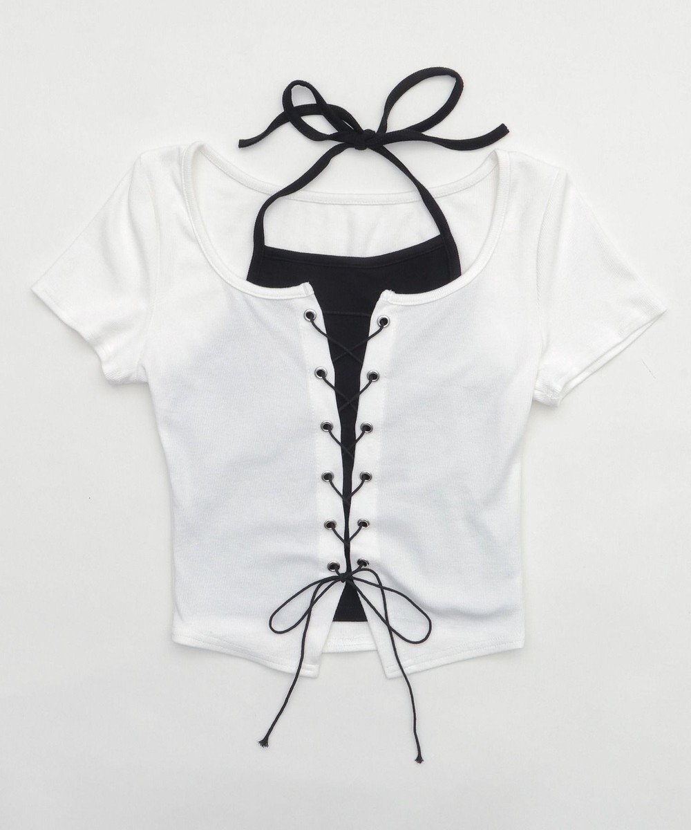 WEGO フロントレースアップレイヤードT 