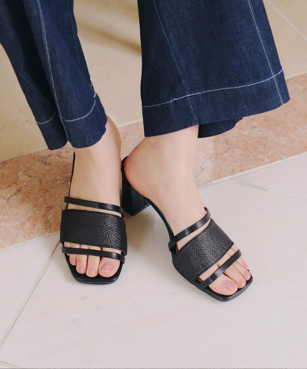 Tiaclasse 【小倉優子さん着用】ラタン風配色ストラップサンダル 