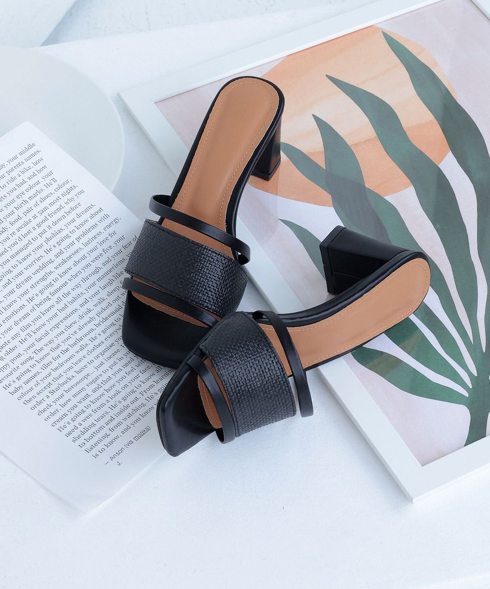 Tiaclasse 【小倉優子さん着用】ラタン風配色ストラップサンダル 