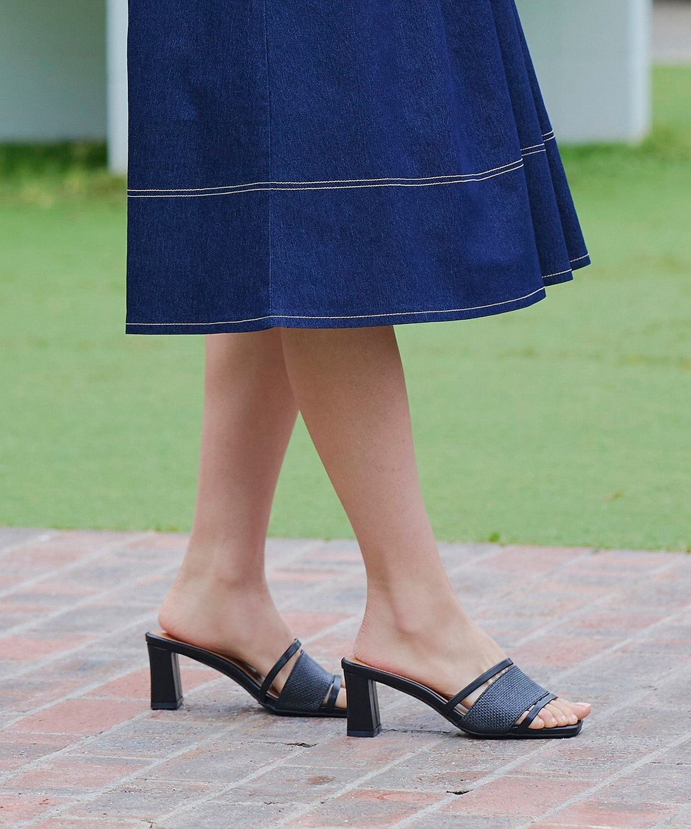 Tiaclasse 【小倉優子さん着用】ラタン風配色ストラップサンダル 