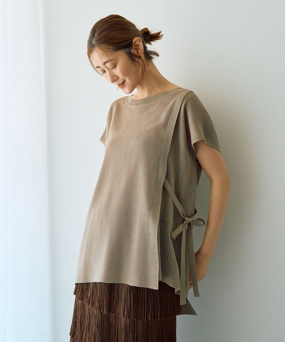 YECCA VECCA メッシュ編みレイヤードニット 