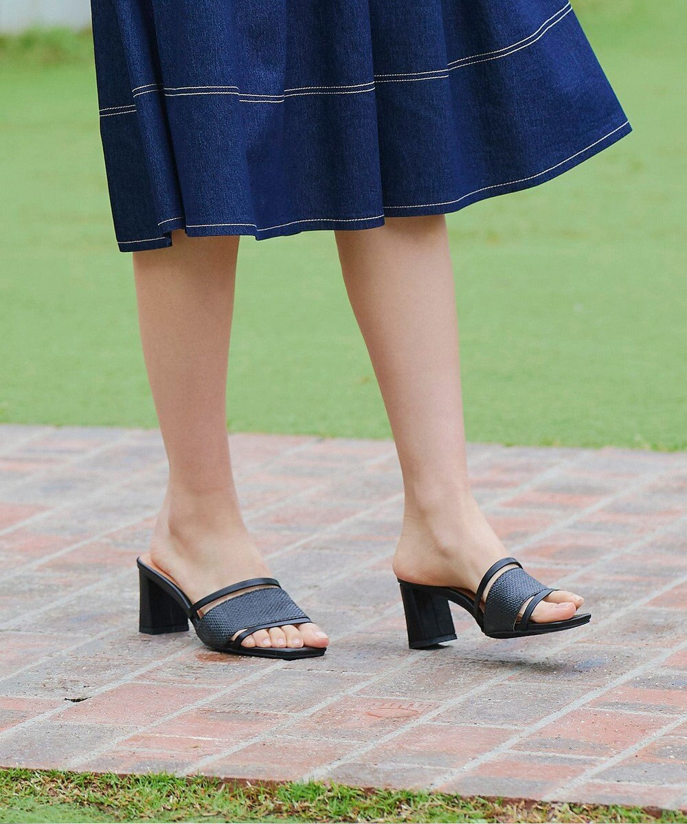 Tiaclasse 【小倉優子さん着用】ラタン風配色ストラップサンダル 