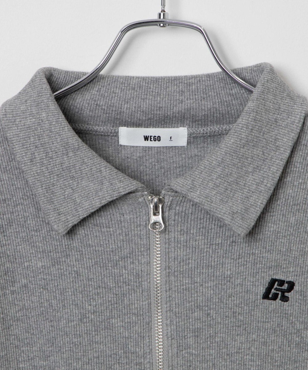 WEGO ワンポイント刺繍WZIP長袖トップス 
