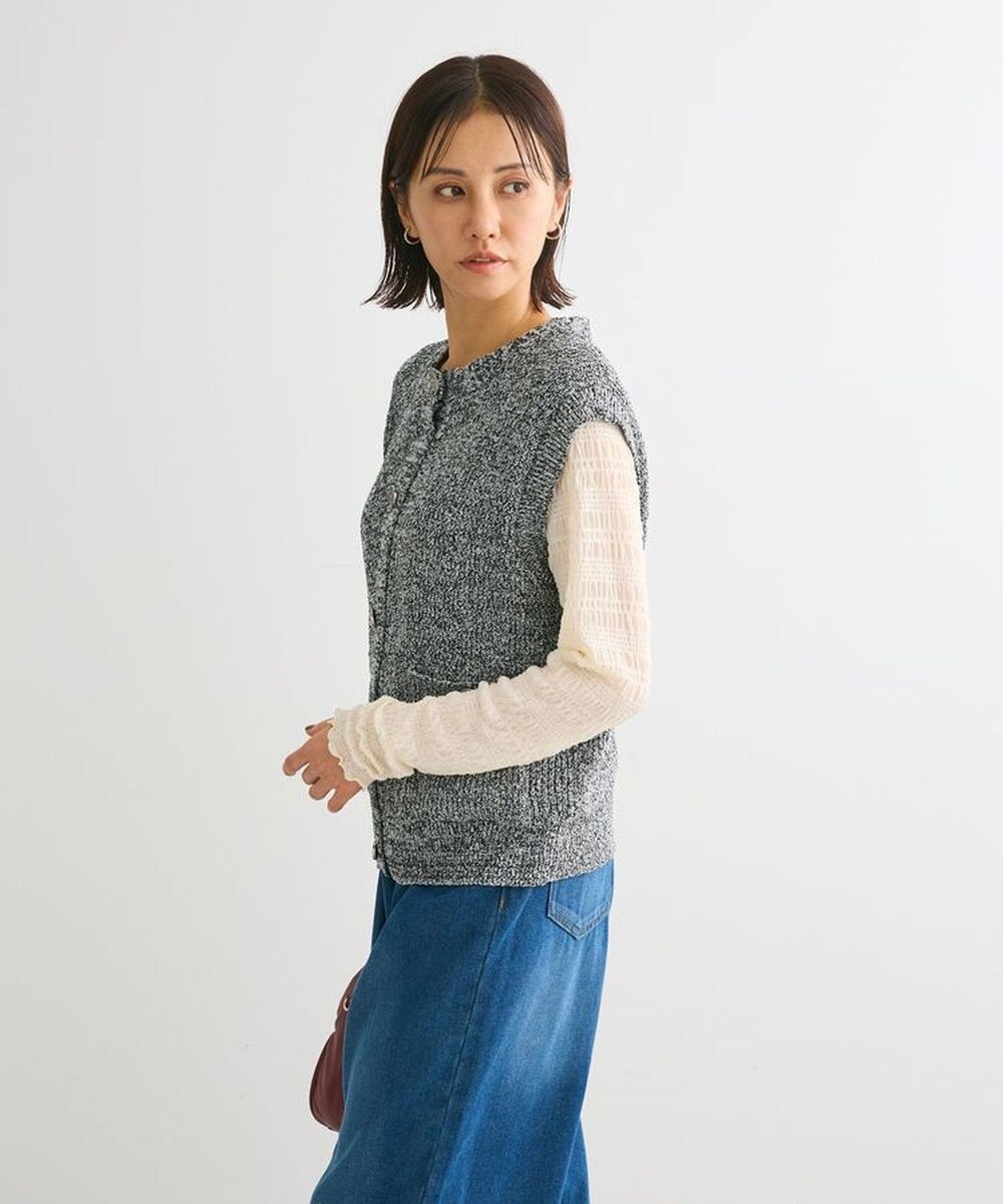 Green Parks シルバーボタンクルーネックベスト 