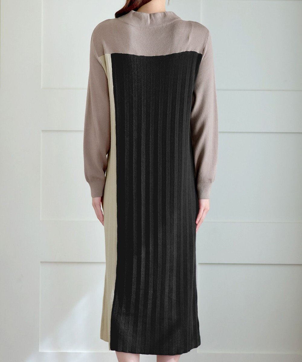 Tiaclasse 配色切替ニットワンピース 