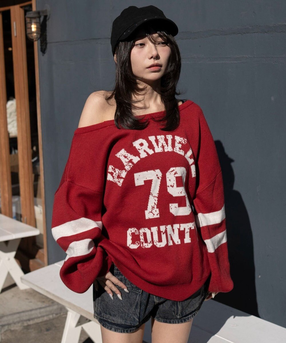 WEGO 2WAYグラフィックワンショルニット 