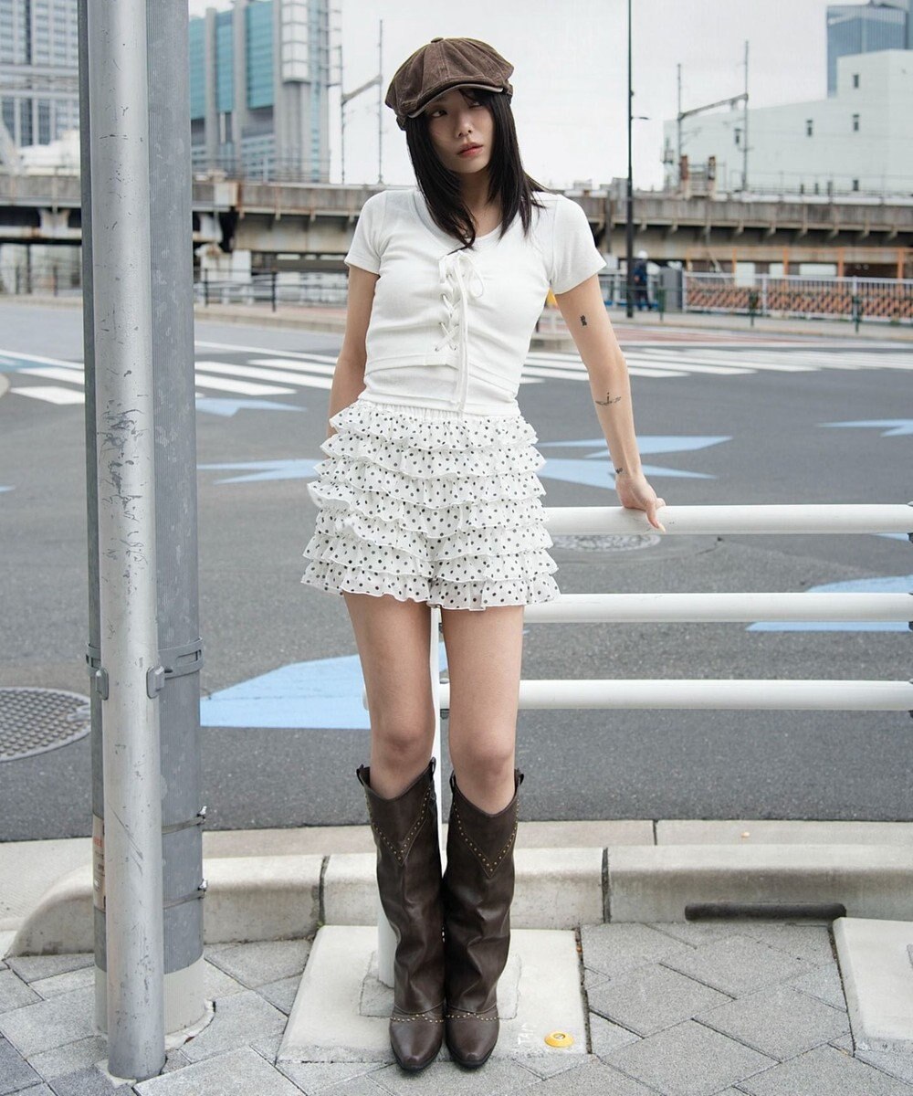 WEGO ドットフリルマイクロショートパンツ 