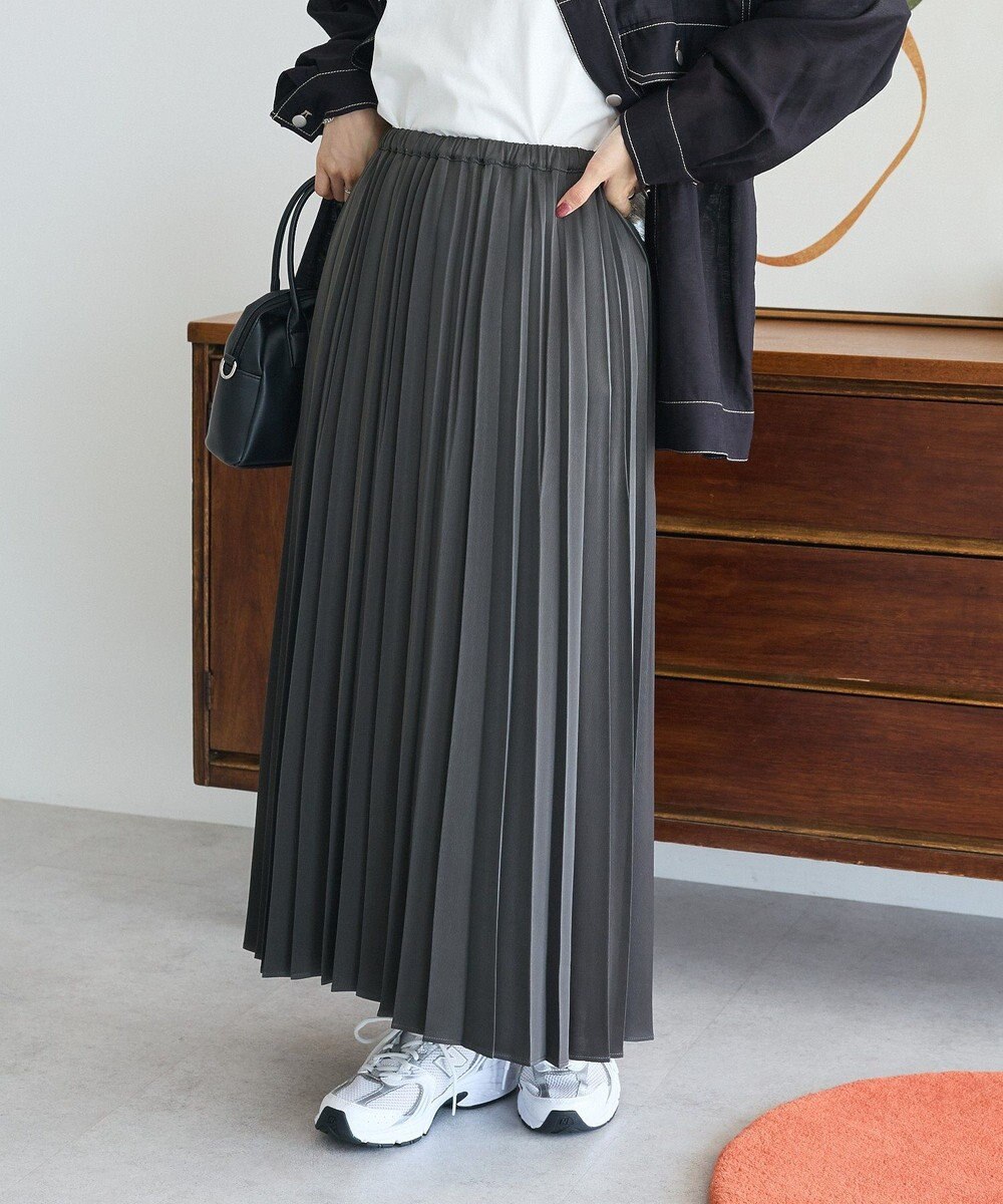 Green Parks サテン変形プリーツスカート 