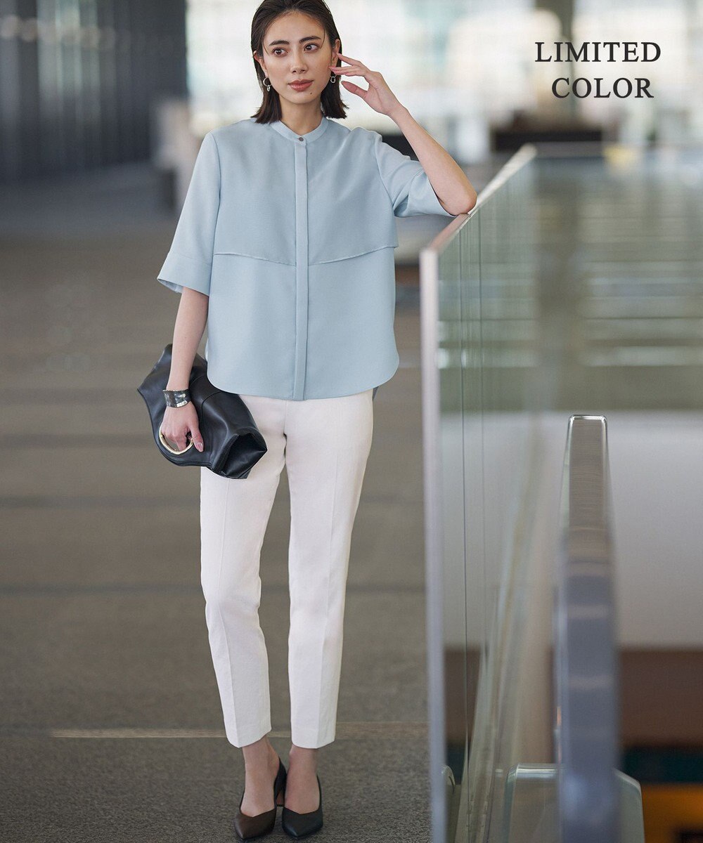 ICB 【WEB限定カラーあり】 FluidBackSatin バンドカラーシャツ 