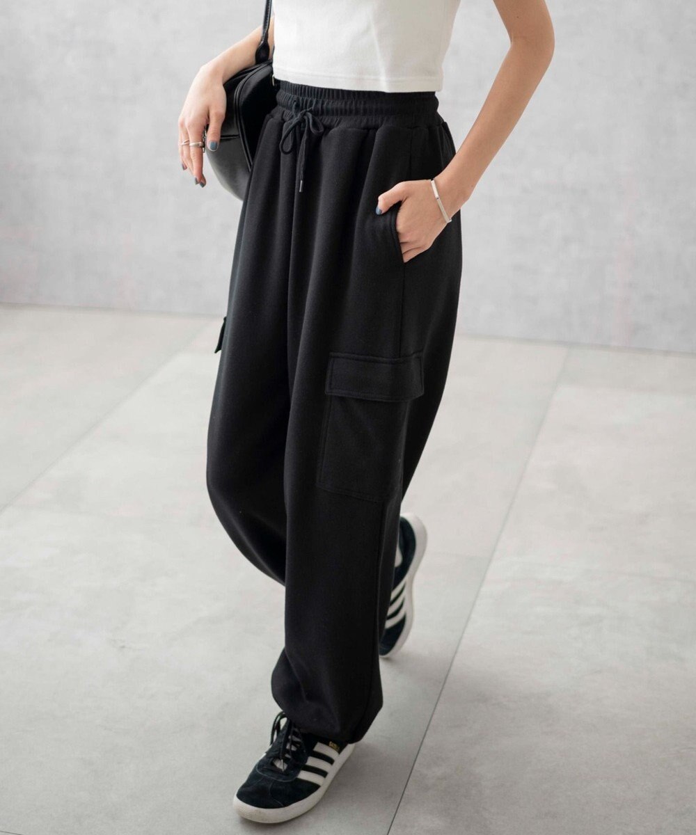 WEGO 【ウエストゴム】スウェットカーゴパンツ 