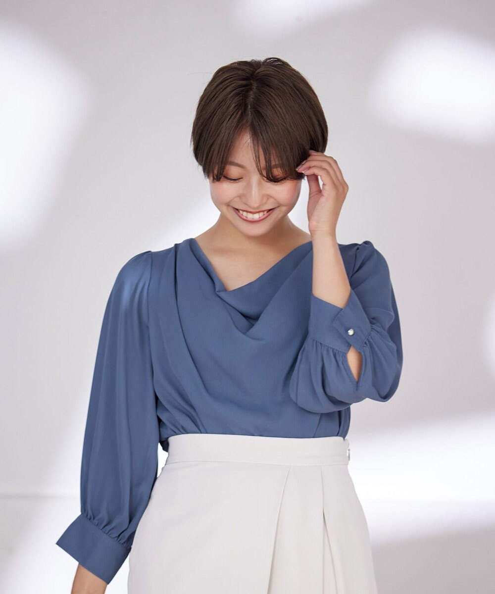 Tiaclasse 【洗える】胸元ドレープブラウス 