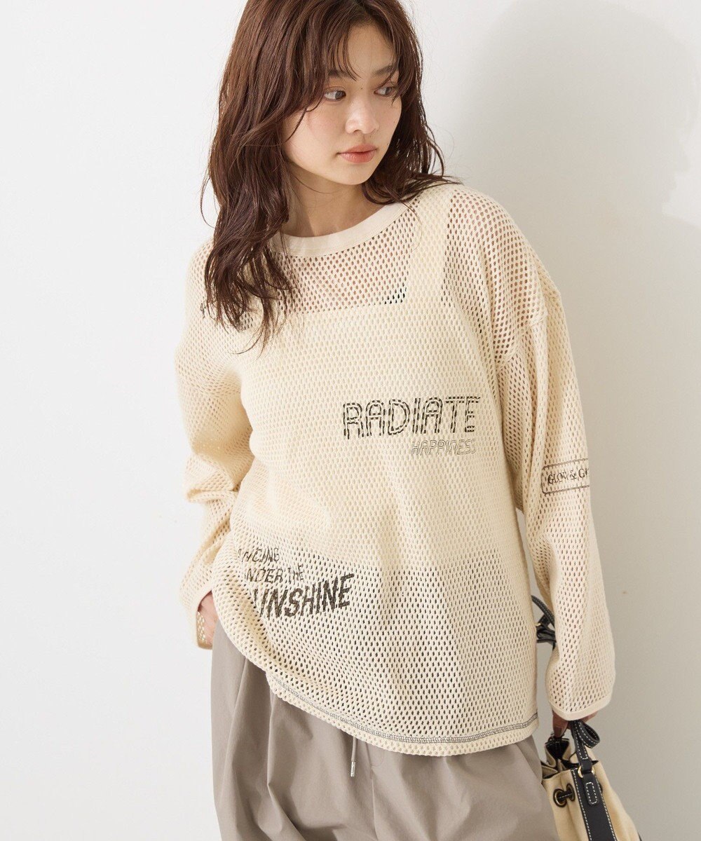 AMERICAN HOLIC 【WEB限定】ランダムロゴメッシュロングTシャツ/チュニック 