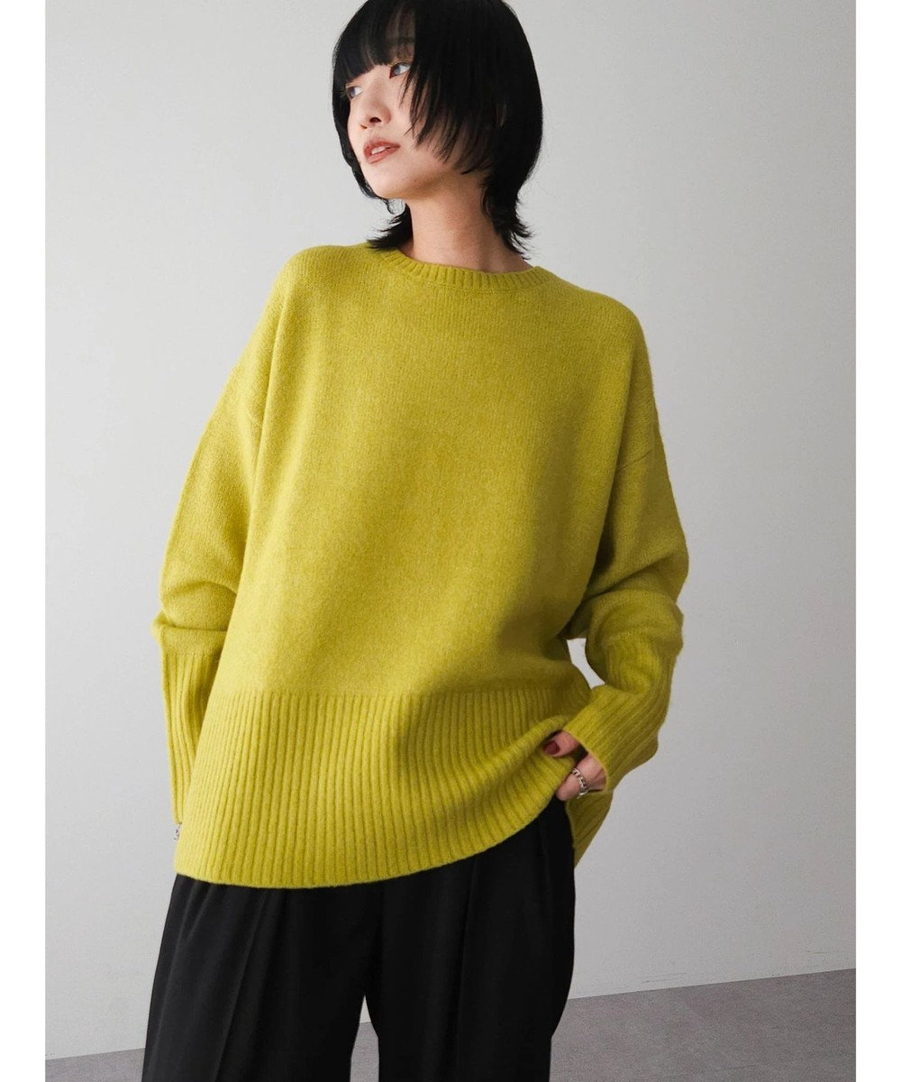 Green Parks ｆｕｗａっとメランジ袖リブ長めニットプルオーバー 