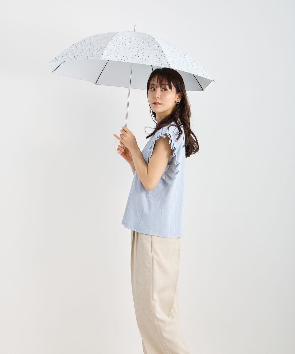 MOONBAT Fuwacool(フワクール) フワクールホワイト 晴雨兼用日傘 折りたたみ傘 ランダムドット 軽量 一級遮光／遮熱／UV 