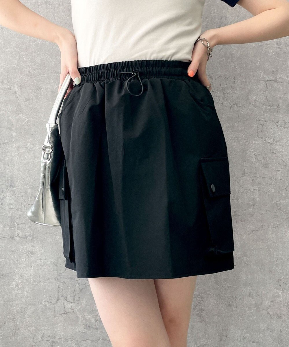 WEGO 【ウエストゴム】ナイロンカーゴミニスカート 