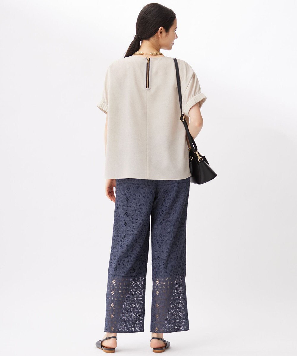 自由区 L 【カタログ掲載・洗える】ラスティックメッシュドルマンスリーブ Tブラウス 